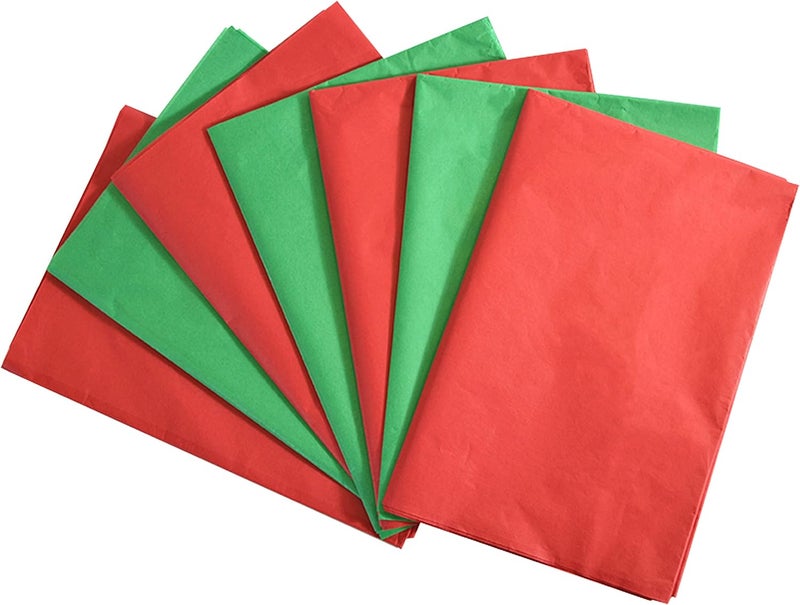 Bobobag 100 Sheets 20"X14" Red and Green Tissue Paper Bulk for Gift Bags,Gift Wrapping Arts Craft Party Favor Christmas Decoration - Image 1